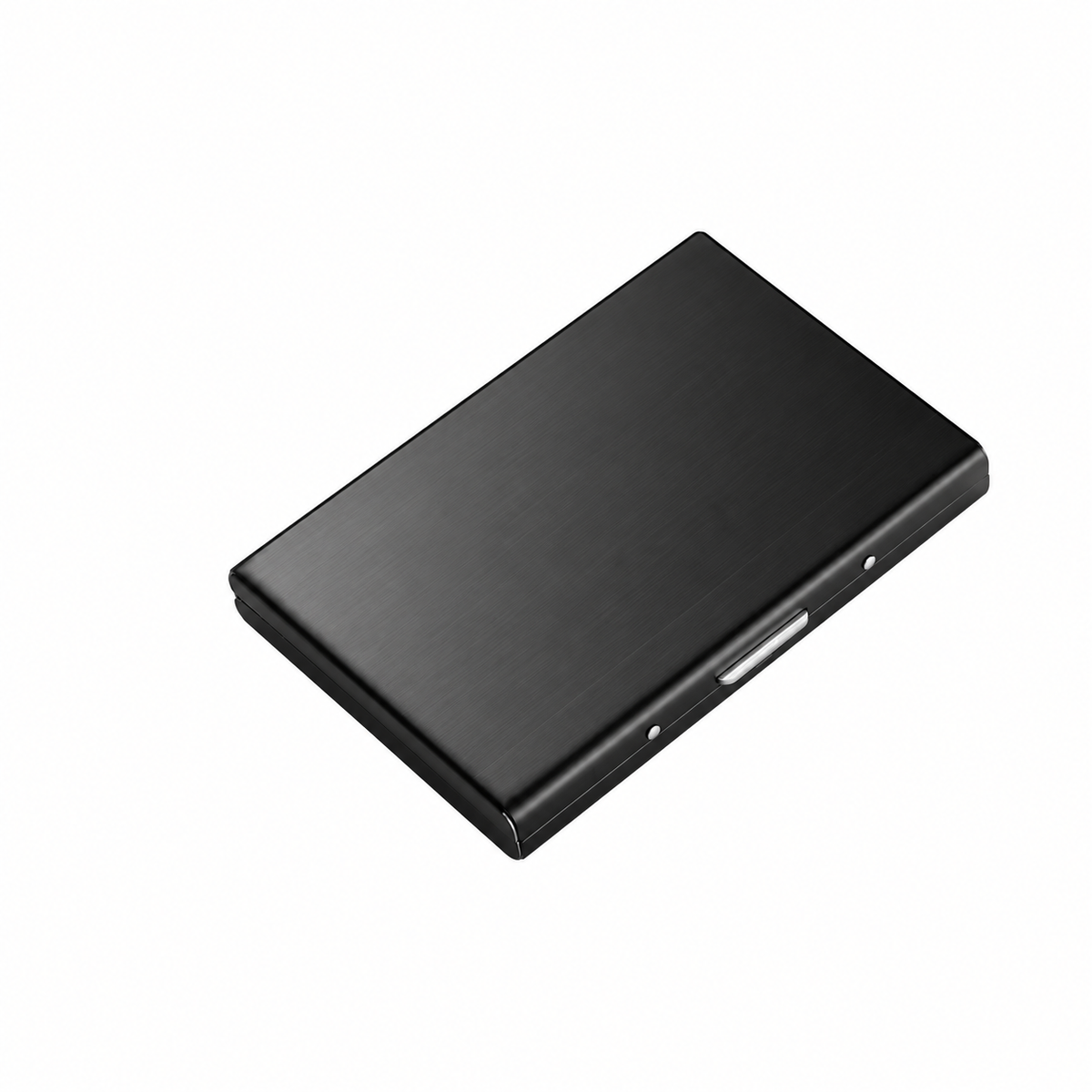 Closed black stainless steel card holder