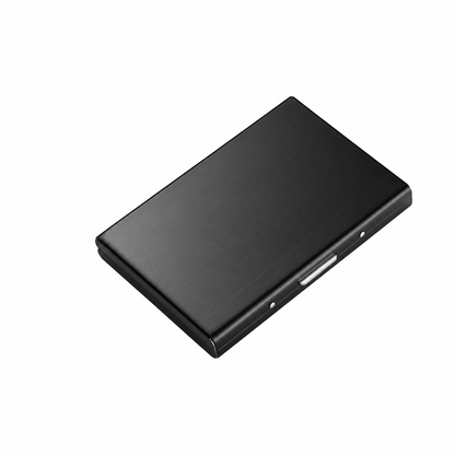 Closed black stainless steel card holder
