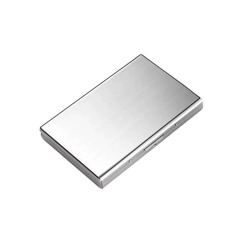 Closed silver stainless steel card holder
