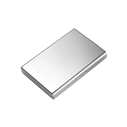 Closed silver stainless steel card holder