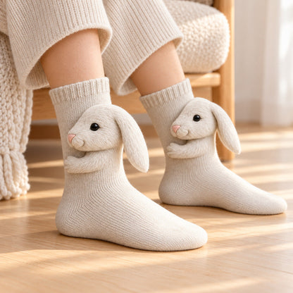 Bunny socks indoors