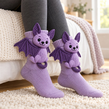 Bat socks by a bed
